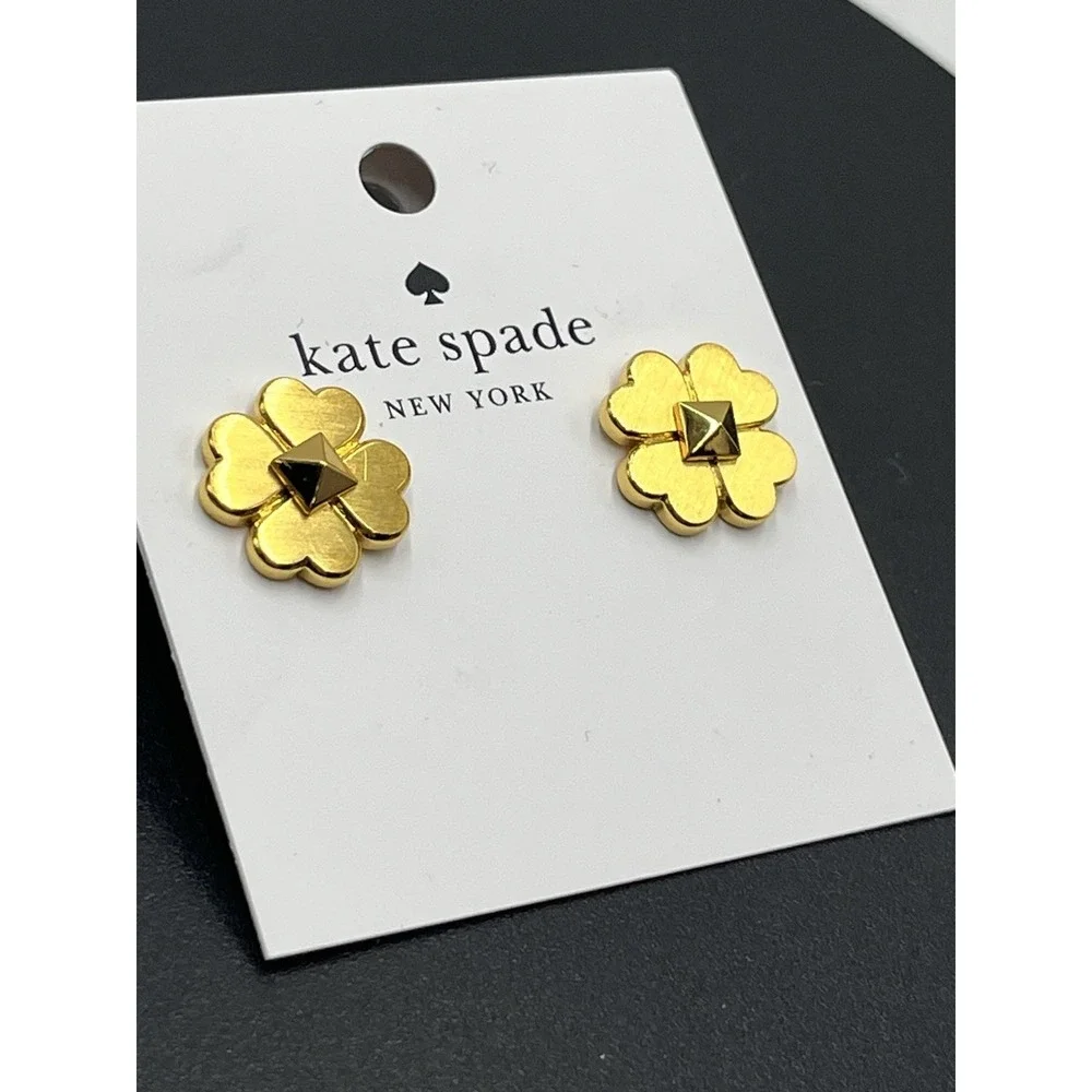 Kate Spade New‎ York Spade And Flowers Earrings Studs Brushed Gold New
